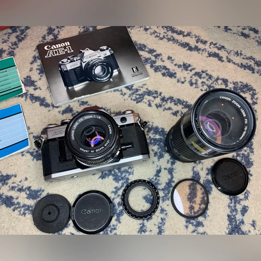 Canon AE-1 Program 35mm SLR Camera With Lenses Bundle Fully Film Tested